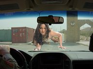 giantess brunette amazon crawl vehicles point_of_view inside_car