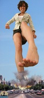giantess collage feet black_hair destruction barefoot traffic angry low_angle shadester sky