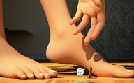 feet barefoot finger story shrunken_men hand grabbing jessi_and_vicky tiny_mk digital_render