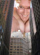 giantess collage nude city blonde low_angle smiling looking_at_viewer