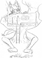 drawing giantess blushing mega monochrome awkward embarrassed liru magipoka sucht17 tree dog_girl