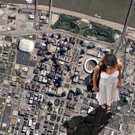 giantess collage city mega looking_down white_dress view_from_above