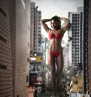 giantess collage sexy feet city swimsuit destruction muscles legs belly abs dark_skin body