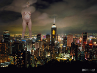 breasts giantess collage nude pussy city mega blonde destruction high_angle unknown_artist night