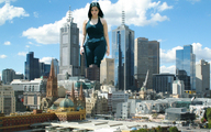 collage city mega black_hair clothed looking_down clouds sky sunny
