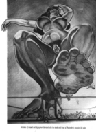 breasts drawing giantess pussy feet monochrome barefoot foot_crush trapped_tines