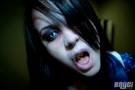 giantess collage vore black_hair long_hair unknown_artist shrunken_men close_up cruel gothic_girl gothic_giantess