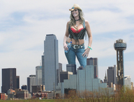 collage city mega blonde cleavage jeans smiling cowgirl bottle hat milf belt hands_on_hips