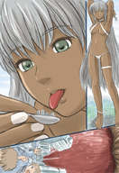 drawing giantess white_hair vore city color long_hair tongue destruction anime elf manzi