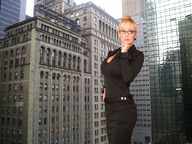 giantess collage city blonde glasses dress business_woman