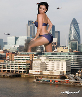 breasts giantess collage city mega black_hair butt swimsuit water helicopter london nikemd kim_kardashian gherkin