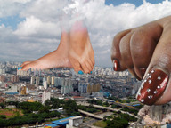 collage feet city destruction dark_skin blue_toe_nails red_nails tolik