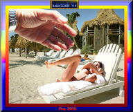 nude beach reaching sunbathing cowering_back giant_hand huts tropical