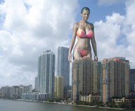 giantess collage city swimsuit water clouds sky