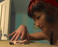 gentle giantess nude penis asian shrunken_men sitting hand tontoblackadder teasing digital_render