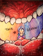 drawing vore color tongue teeth shrunken_woman