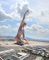 collage city mega swimsuit destruction wonderslug kneeling airplane sunglasses clouds airport sky sunny raised_hand karolina_kurkova