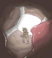 drawing giantess vore color unknown_artist shrunken_woman inside_mouth explore