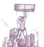 yilx skyscraper lift pencil_drawing strength