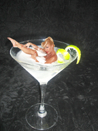 collage blonde glass drink shrunken_woman fruit looking_at_viewer liquid
