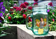 collage fairy entrapment captured jar outdoors nature flowers plants