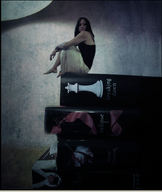 collage black_hair clothed sitting shrunken_woman books