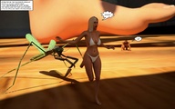 feet blonde swimsuit barefoot scared story shrunken_men shrunken_woman jessi_and_vicky insect running_away tiny_mk digital_render