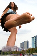 giantess collage city barefoot buildings soles low_angle running looking_down shadester sky point_of_view imminent_crush