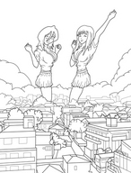 drawing bleach rukia multiple_giantesses orihime school_clothes