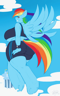 drawing giantess furry color huge_breasts horse curvy sheela my_little_pony cloudsdale rainbow_dash