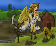 gentle color barn shrunken_people sphinx licking_paw