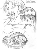 drawing giantess vore teeth bad_end blood gore dragonesslife death panels deaf_giantess snuff