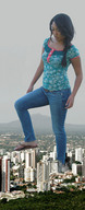 giantess collage city black_hair clothed jeans asian sandals looking_down flip_flops raised_foot insetosonhador