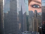giantess collage city buildings red_hair outdoors looking_in