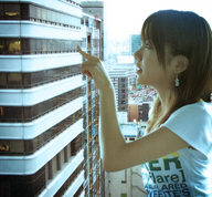 giantess collage city long_hair clothed brunette asian earrings pointing mrscaryface reina_tanaka looking_in