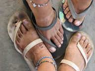 crush collage feet in_shoe unknown_artist shrunken_men giantesses dirty_soles flip_flops nail_polish ankle_bracelet shoe_insertion