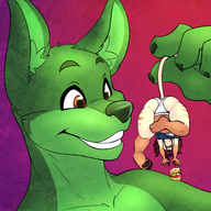 drawing gentle furry anthro kangaroo shrunken_woman sandwich voluptuous sheela colors duncan tail_pinching