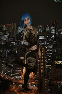 giantess crush collage vore city destruction clothed high_heels traffic buildings helicopter blue_hair hand skyscraper streets vehicles tokyo night beregous katy_perry city_lights car_crush