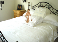 blonde short_hair kneeling shrunken_woman bedroom rubber_apex looking_at_viewer gemma_atkinson