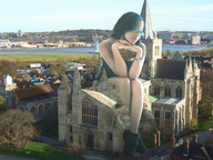 giantess crush collage city destruction glasses butt_crush church sitting_on_building