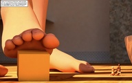 feet barefoot story shrunken_men shrunken_woman jessi_and_vicky box raised_foot tiny_mk digital_render