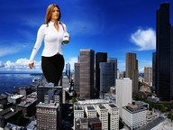 giantess collage city helicopter brunette drink business_woman