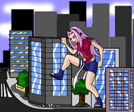 drawing giantess crush city color sakura naruto_(series)