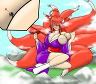 drawing furry socks red_hair shrunken_men mountains between_breasts