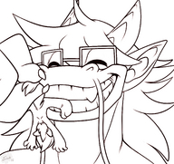 drawing furry anthro dragon monochrome shrunken_man sheela tail_pinching