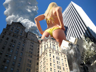 giantess collage blonde destruction helicopter wonderslug skyscrapers smoke looking_up from_behind_view