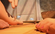 feet finger shrunken_men shrunken_woman giantesses pink_nails floor nail_polish dropped digital_render