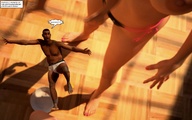 breasts feet story shrunken_men legs falling jessi_and_vicky tiny_mk digital_render