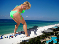 giantess collage mega blonde long_hair butt swimsuit beach barefoot ocean celebrity ankle_bracelet vanessa_hudgens docop