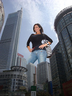 collage city brunette smiling denise_milani looking_at_viewer